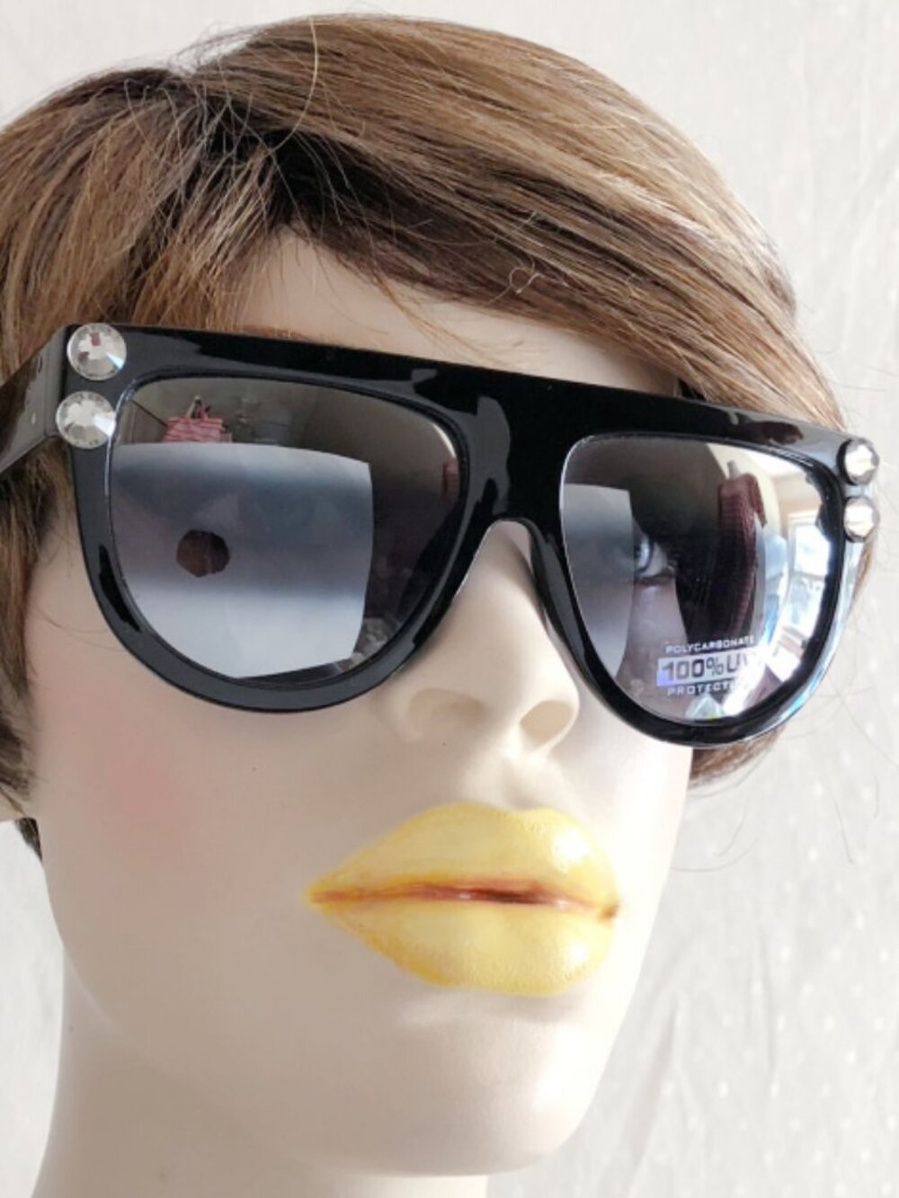 Black Flat Top Aviator Sunglasses Silver Ombre Mirror Lens